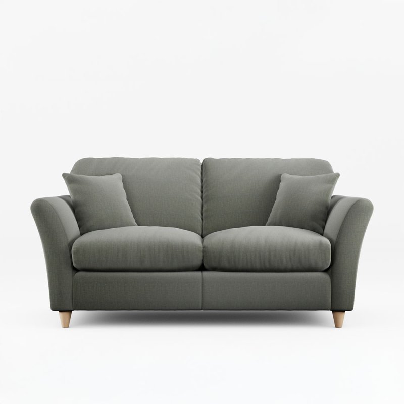 Alpine 2 Seater Sofa Fabric Ansell Moss With Country Oak Leg Front View