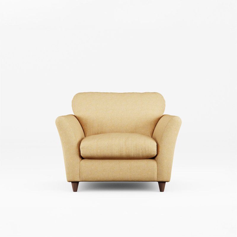 Alpine Armchair Fabric Oslo Ochre With Burnished Beech Leg Front View