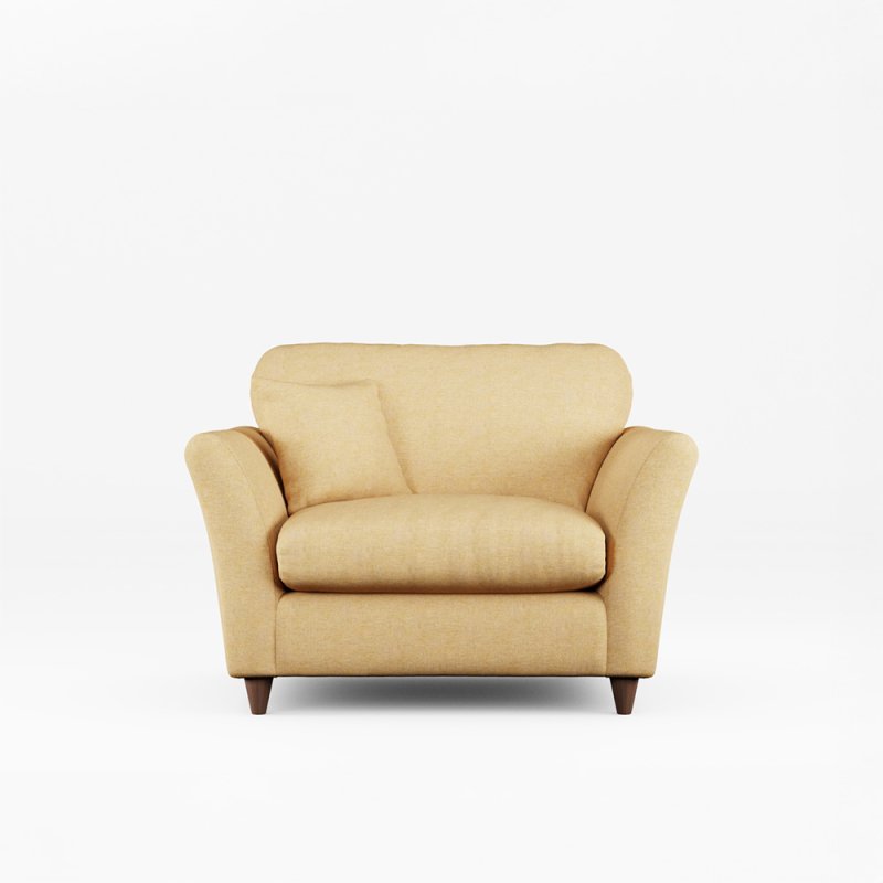 Alpine Snuggler Fabric Oslo Ochre With Burnished Beech Leg Front View