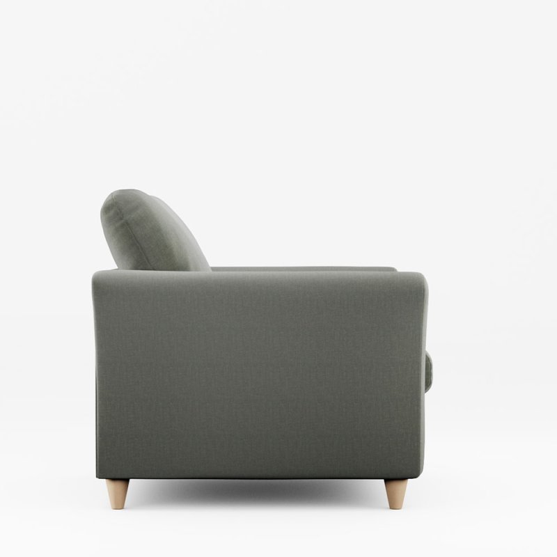 Alpine Armchair Fabric Ansell Moss With Country Oak Leg Side View