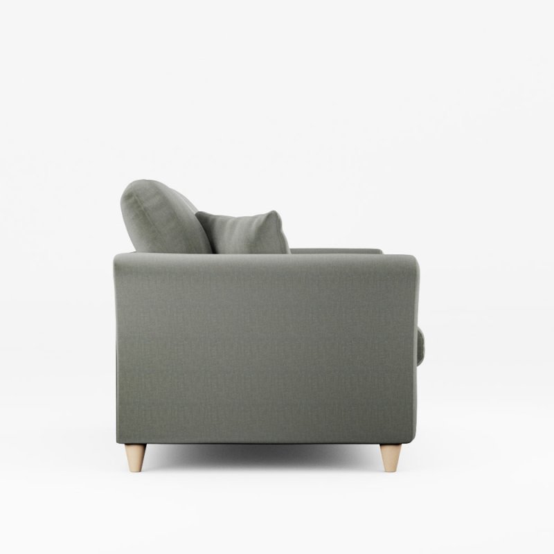 Alpine 2 Seater Sofa Fabric Ansell Moss With Country Oak Leg Side View