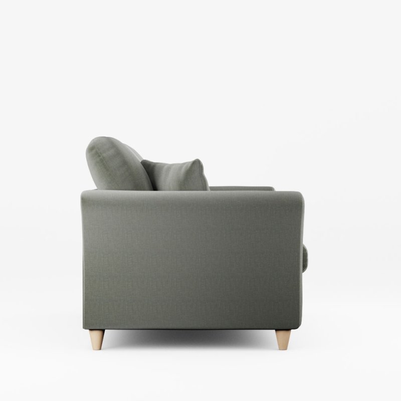 Alpine 3 Seater Sofa Fabric Ansell Moss With Country Oak Leg Side View