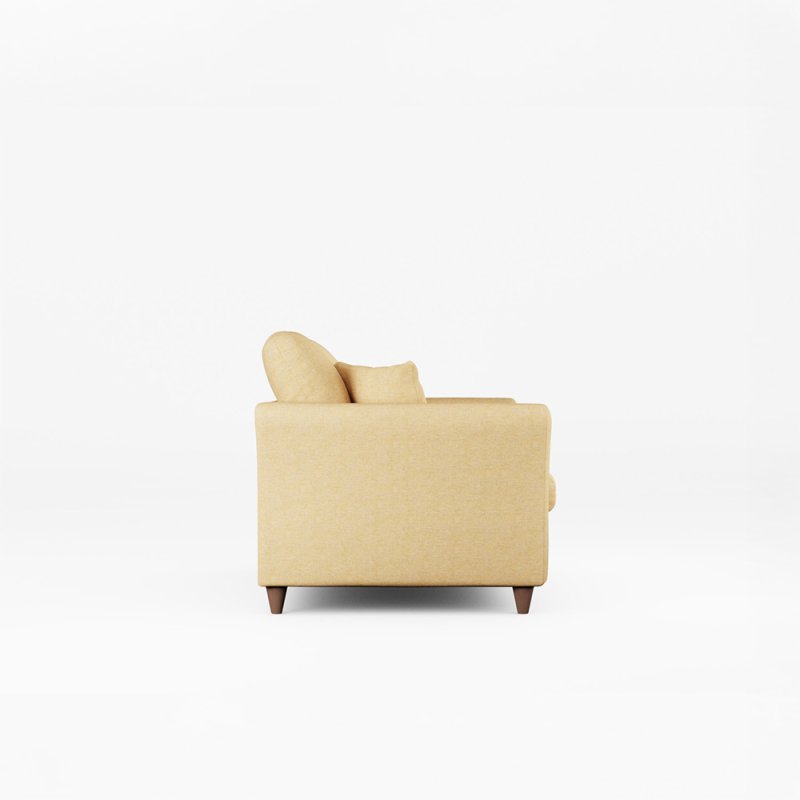 Alpine 2 Seater Sofa Fabric Oslo Ochre With Burnished Beech Leg Side View