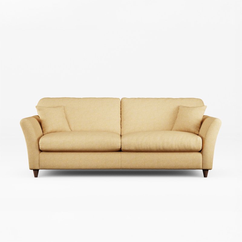 Alpine 4 Seater Sofa Fabric Oslo Ochre With Burnished Beech Leg Front View