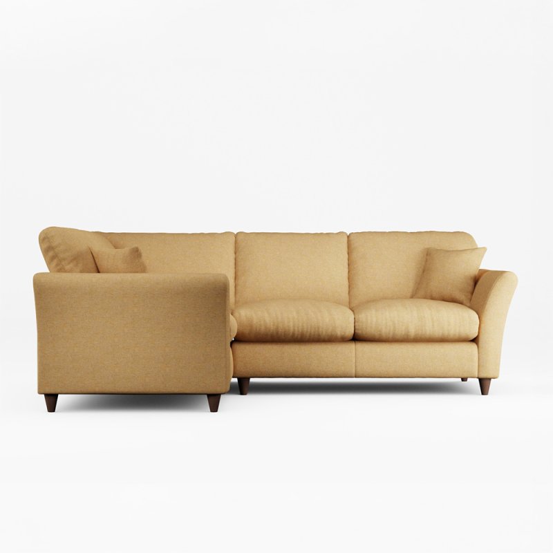 Alpine 4 Seater Corner Sofa Fabric Oslo Ochre With Burnished Leg Side View