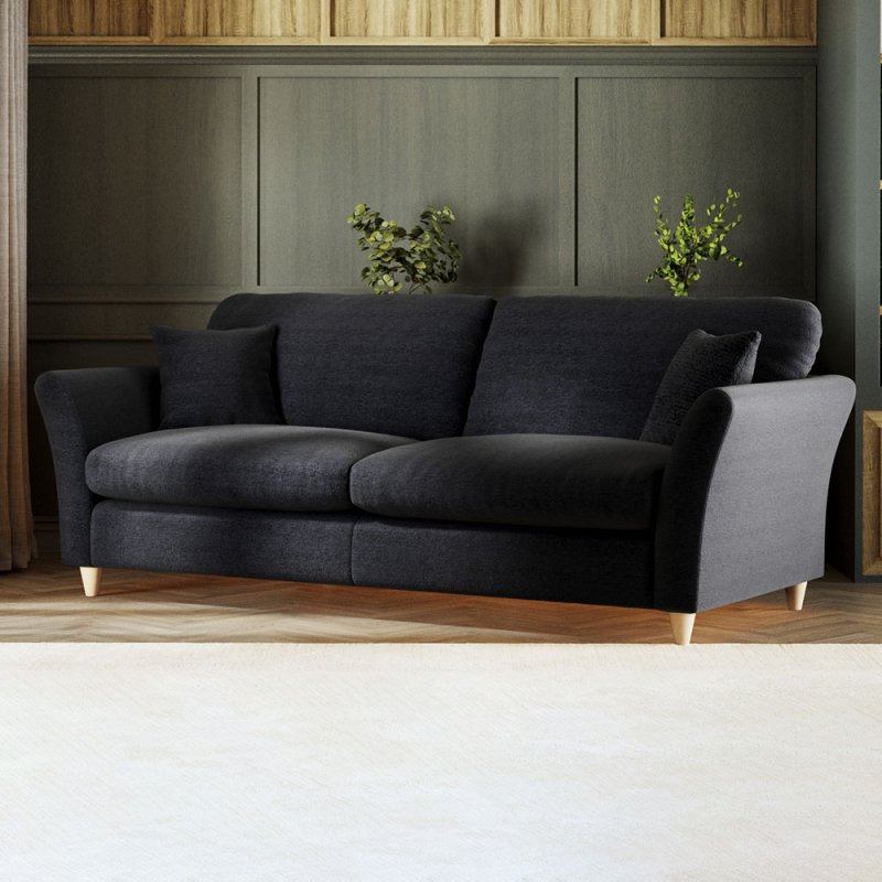 Alpine 4 Seater Sofa Fabric Mikal Cosmos With Country Oak Leg Lifestyle