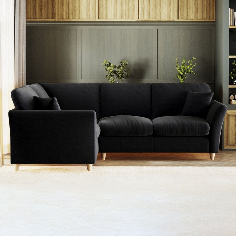 Alpine 4 Seater Corner Sofa Fabric Mikal Cosmos With Country Oak Leg Lifestyle