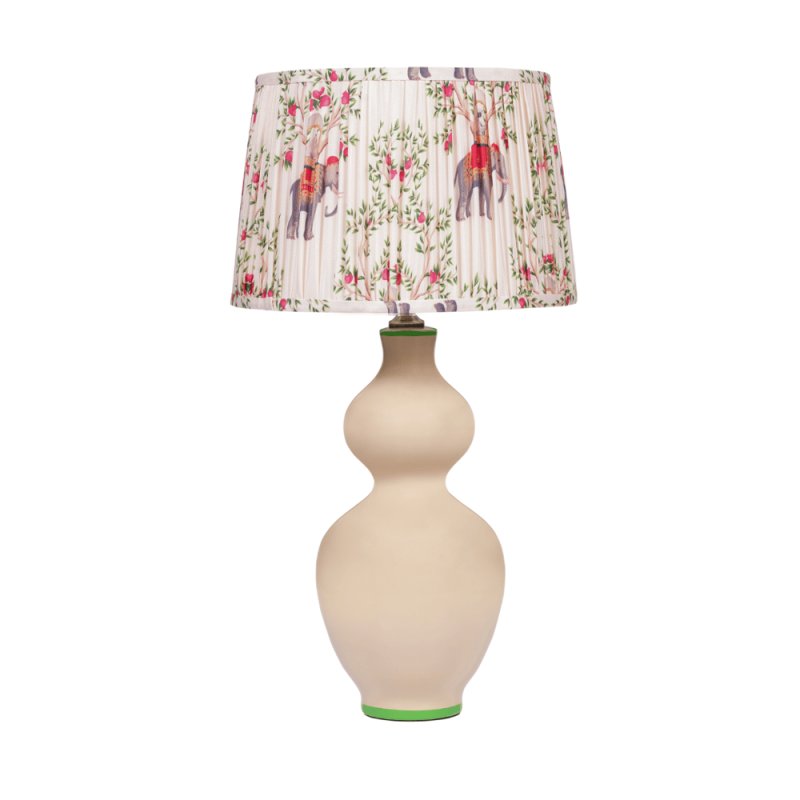 Mindy Brownes Lily Table Lamp Cream Base With Multi-Coloured Elephant Patterned Shade