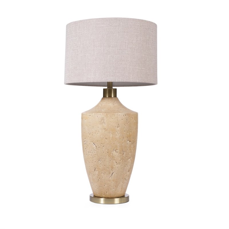 Mindy Brownes Hazel Table Lamp Cream Stone Base With Light Beige Linen Shade