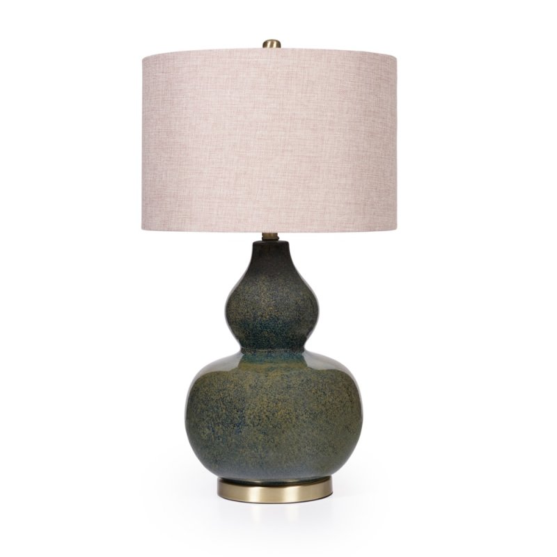 Mindy Brownes Molly Table Lamp Green & Blue Base With Beige Linen Shade