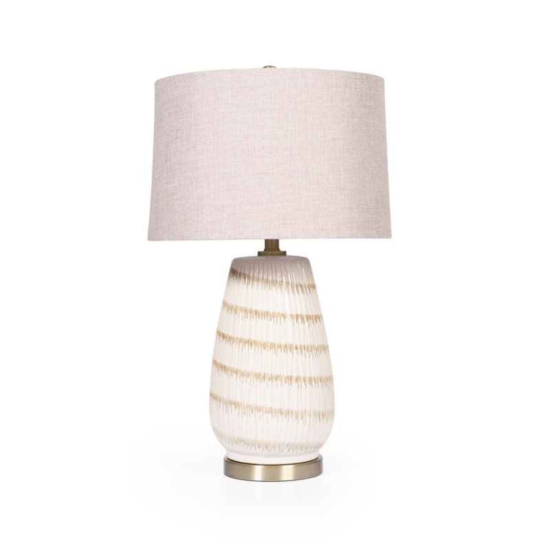 Mindy Brownes Lyla Table Lamp Ivory & Gold Base With Beige Linen Shade