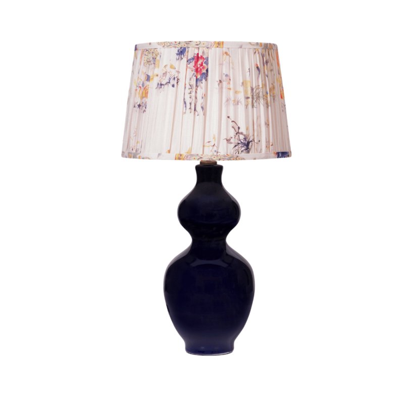 Mindy Brownes Cyrus Table Lamp Navy Base With Multi-Coloured Flower Patterned Shade