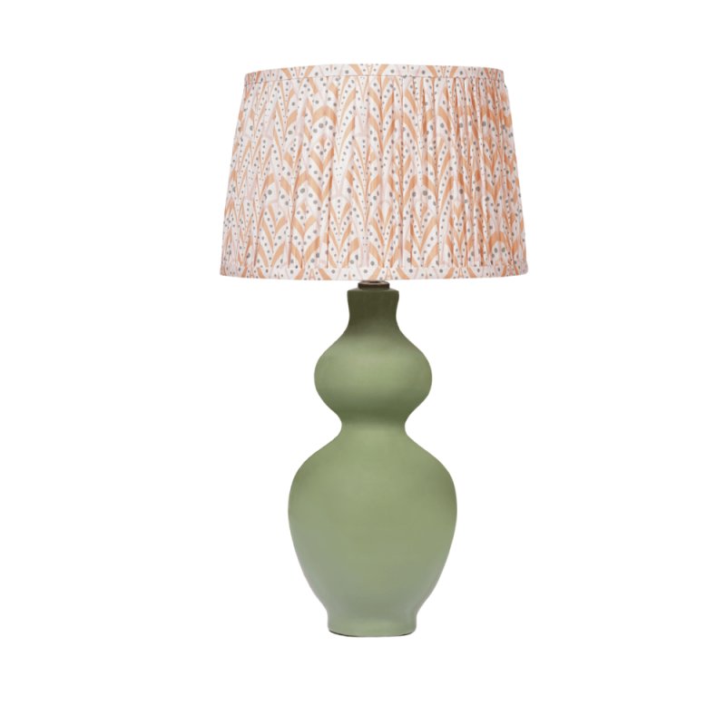 Mindy Brownes Robyn Table Lamp Green Base With Peach Patterned Shade