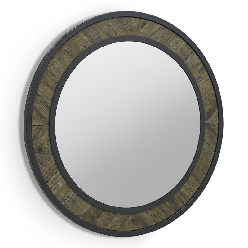 Ellipse Round Wall Mirror Fumed Oak
