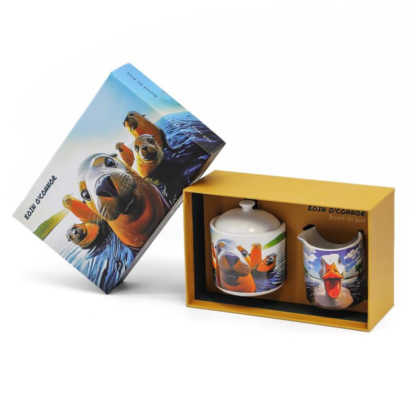 Tipperary Crystal Eoin O'Connor Beyond The Herd Milker & Sugar Set Seals & Ducks