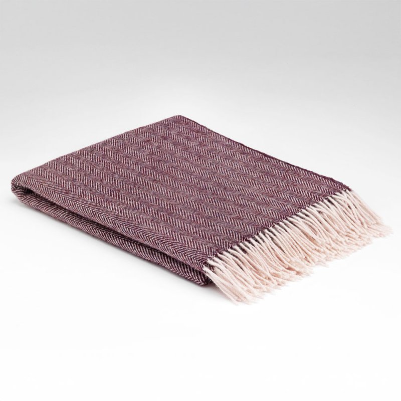 Heritage Berry Herringbone Throw 145cm x 200cm Purple