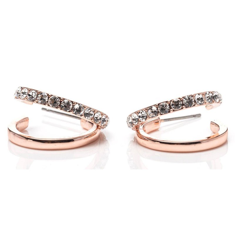 Double Loop Earrings Pair Rose Gold