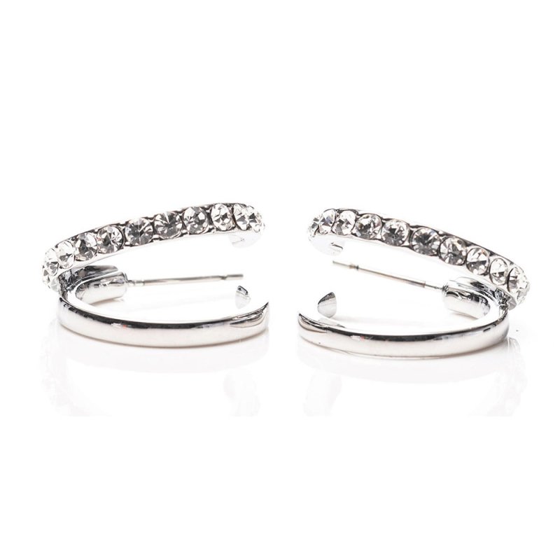 Double Loop Earrings Pair Silver