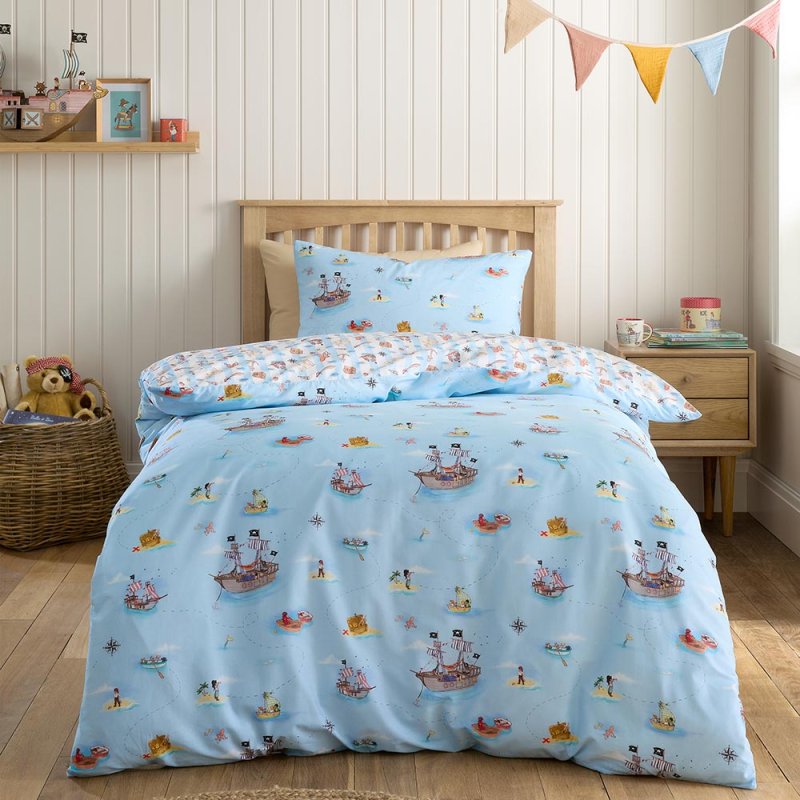 Belle & Boo Pirate Reversible Single Duvet Cover Set Blue