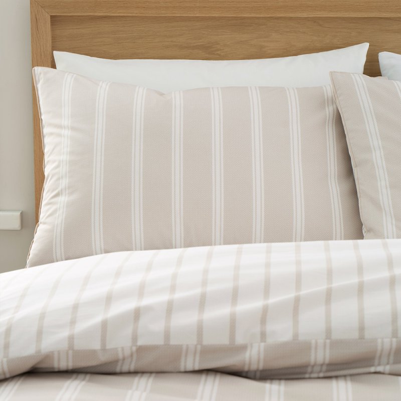 Bianca Fine Linens Ashford Stripe Reversible Double Duvet Cover Set Natural 2