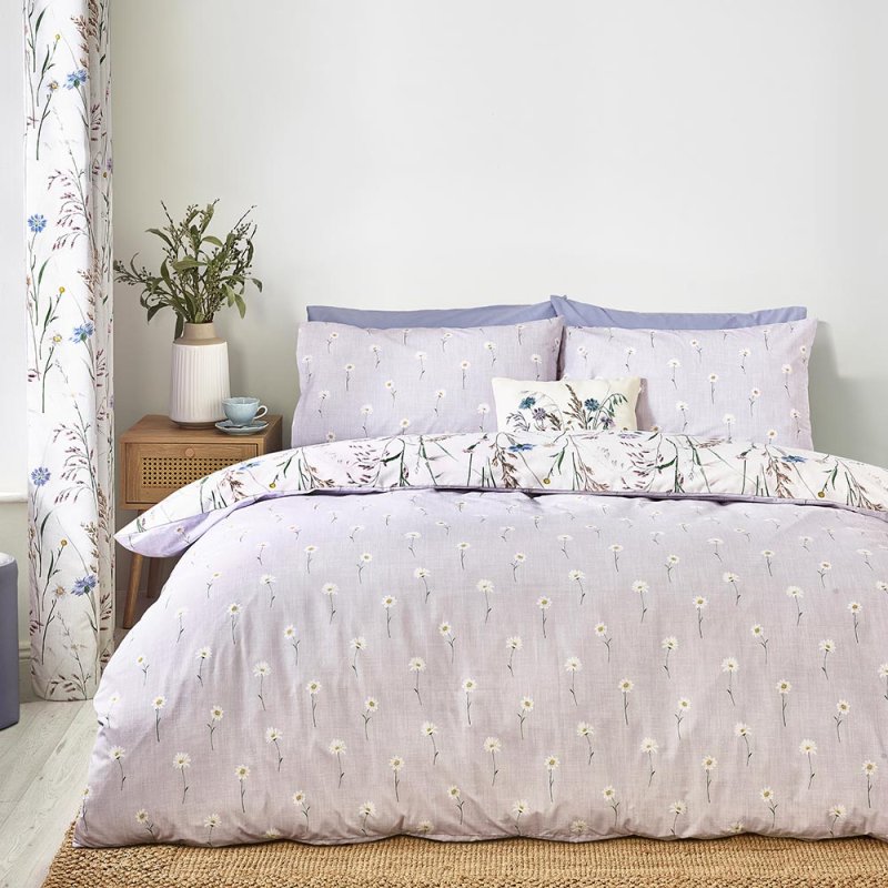 Catherine Lansfield Grasmere Floral Brushed Cotton Reversible Double Duvet Cover Set Green 2