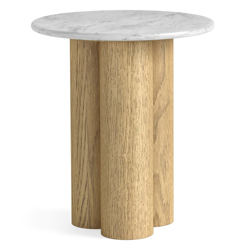 Phoenix Round Side/Lamp Table Oak & Marble