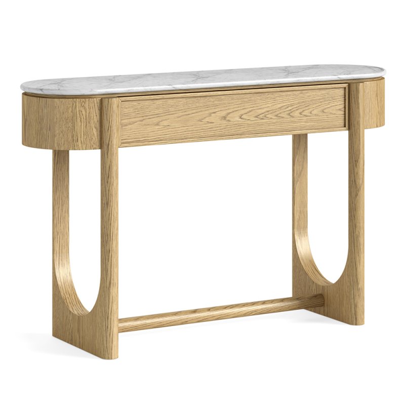 Phoenix 1 Drawer Console Table Oak & Marble