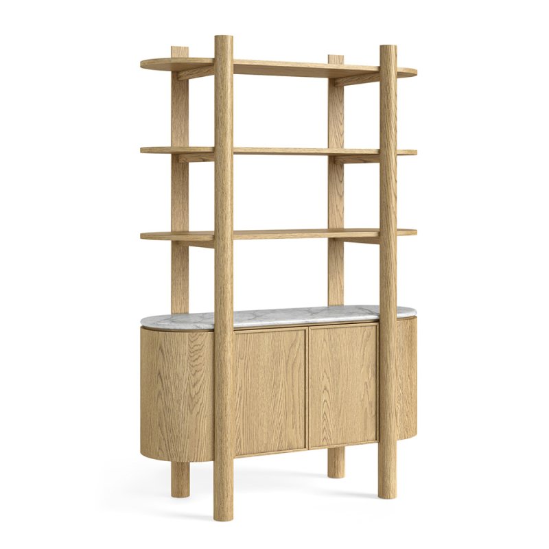 Phoenix 2 Door Bookcase Oak & Marble