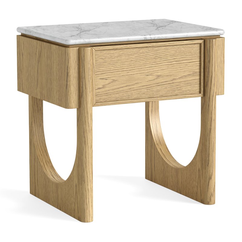 Phoenix 1 Drawer Side/Lamp Table Oak & Marble