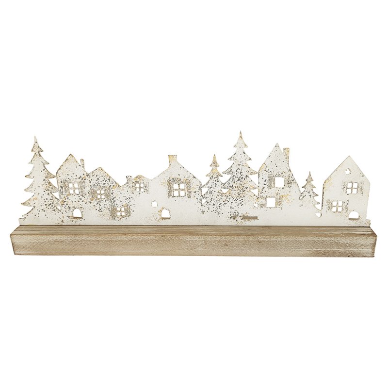 Wooden Candleholder With White Scenery 45cm