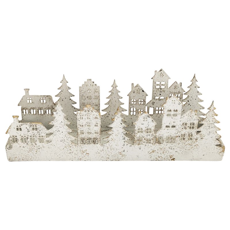 Candleholder With White Scenery 27cm