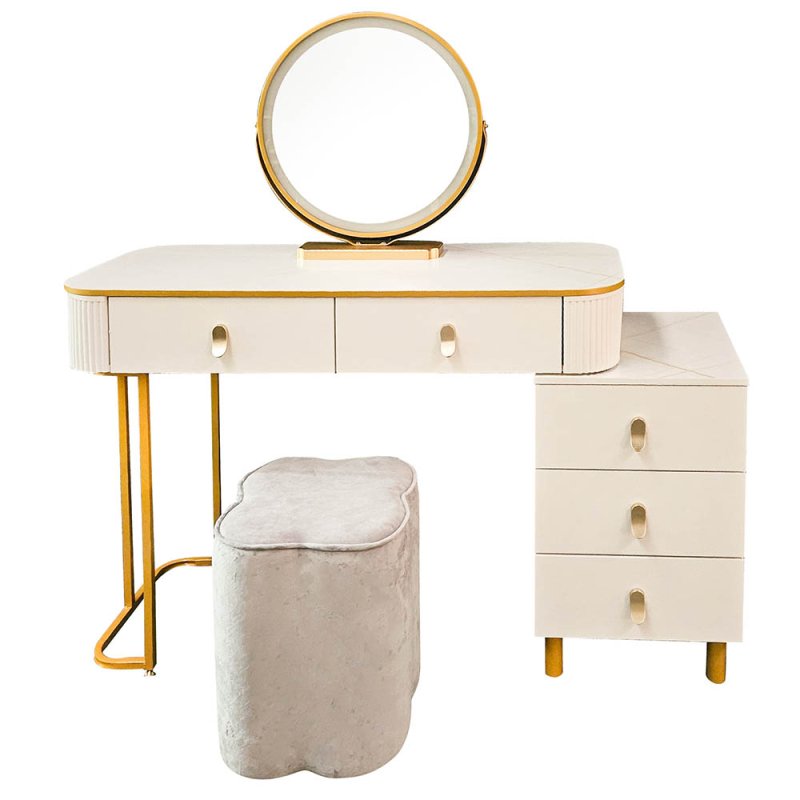 Layla Dressing Table Set With Stool & Vanity Mirror White