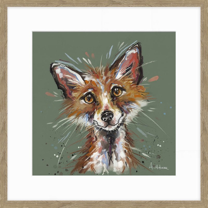 Artko Foxy Small 42cm x 42cm Picture By Ashley Saunders Brown Frame 
