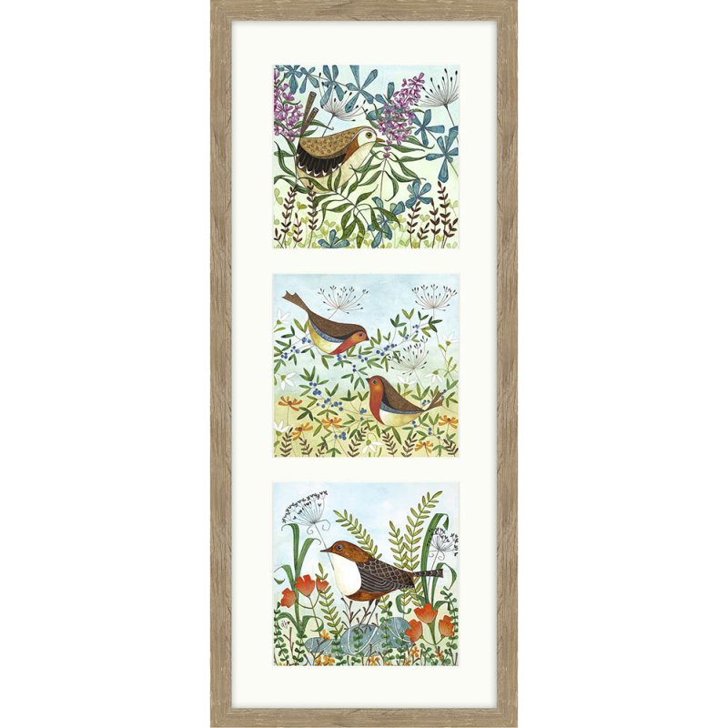Artko Hedgerow Trio 25cm x 55cm Picture By Linda Hoskin Brown Frame 