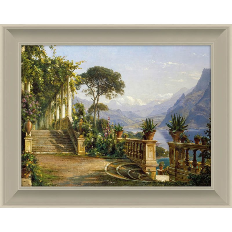 Artko Lake Como 96cm x 76cm Picture By Carl Frederik Aagaard Beige Frame 