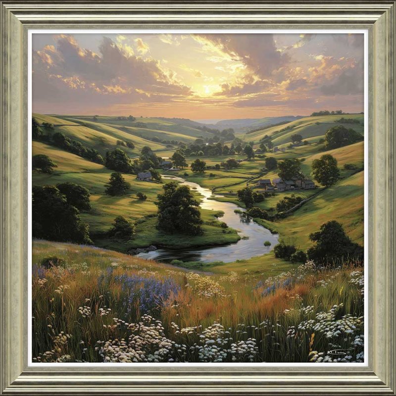 Artko Meander 92cm x 92cm Picture By Catherine J Stephenson Gold Frame 
