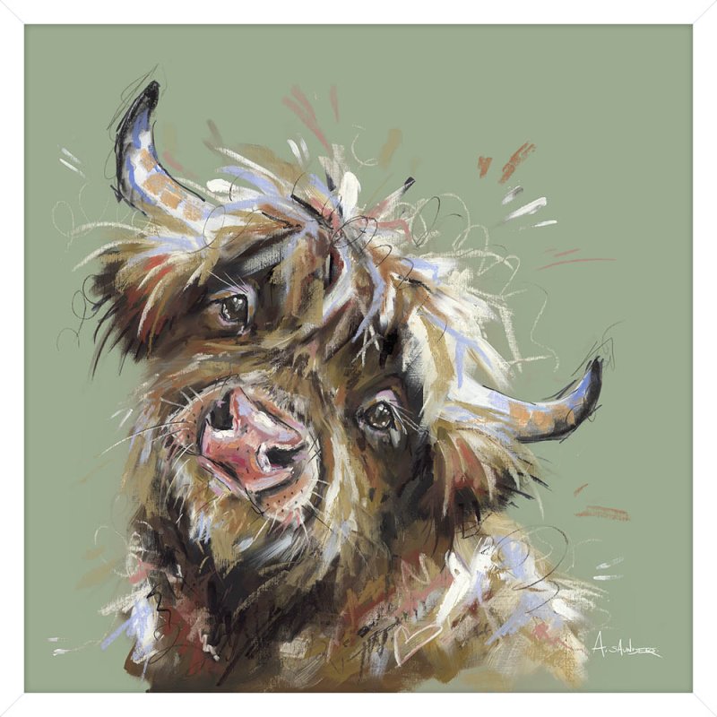 Artko Mini Moo 84.5cm x 84.5cm Picture By Ashley Saunders White Frame 