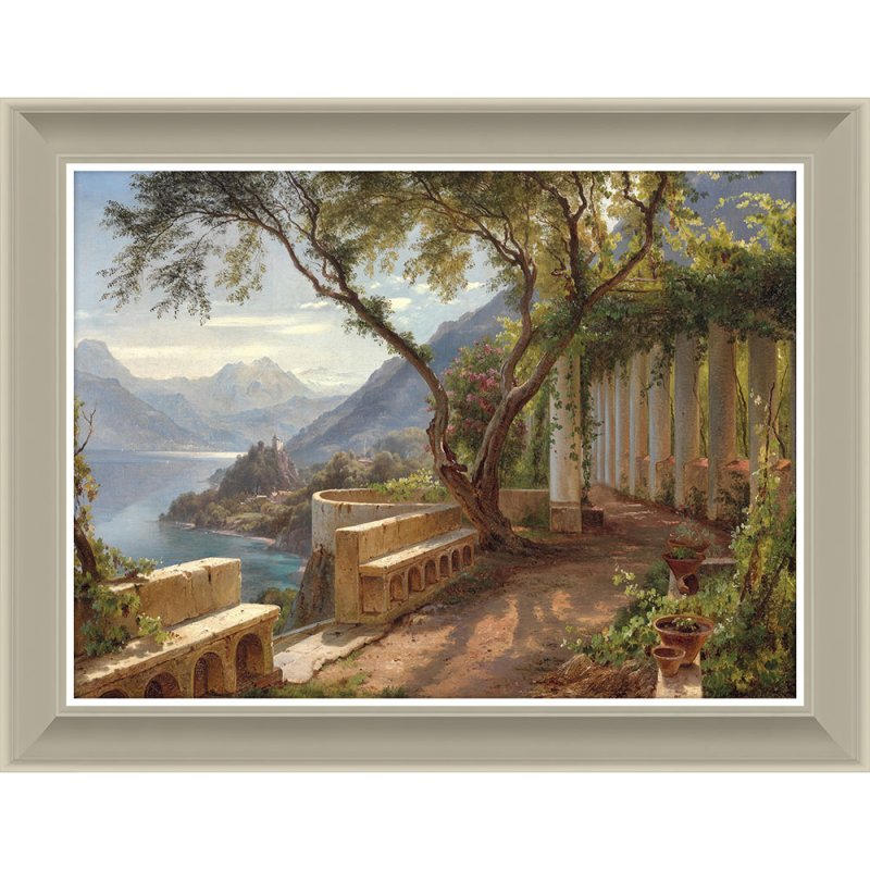 Mountain View 116cm x 90cm Picture By Carl Frederik Aagaard Beige Frame 