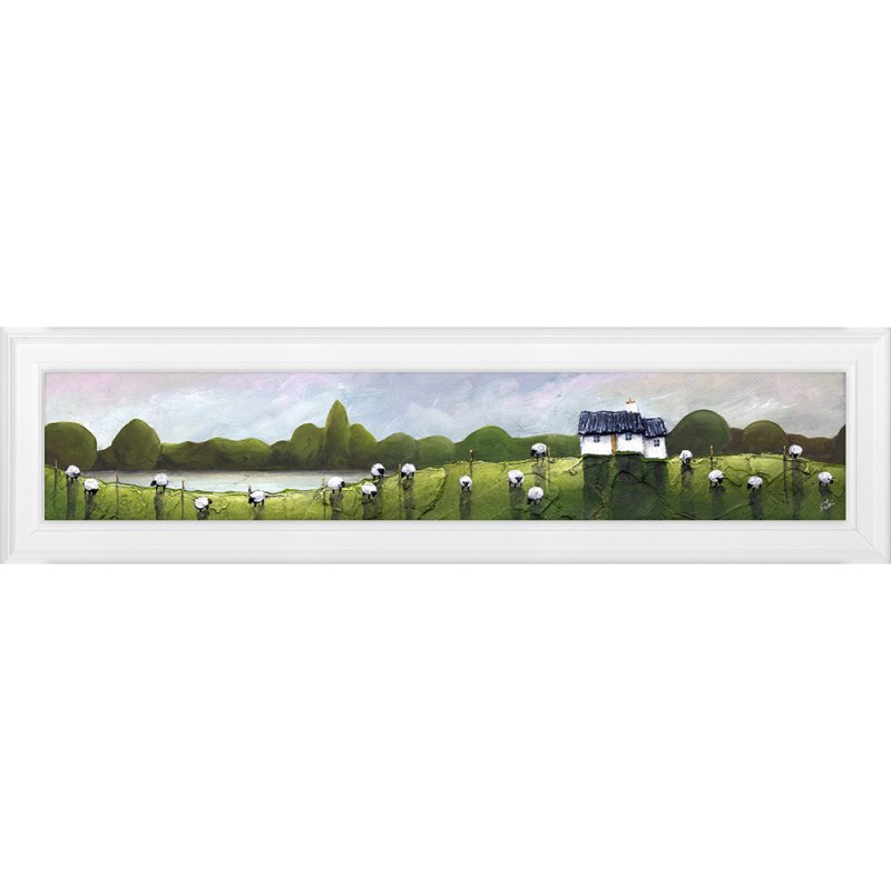 Artko Peaceful Nibbles 109cm x 29cm Picture By Geoff Beckett White Frame