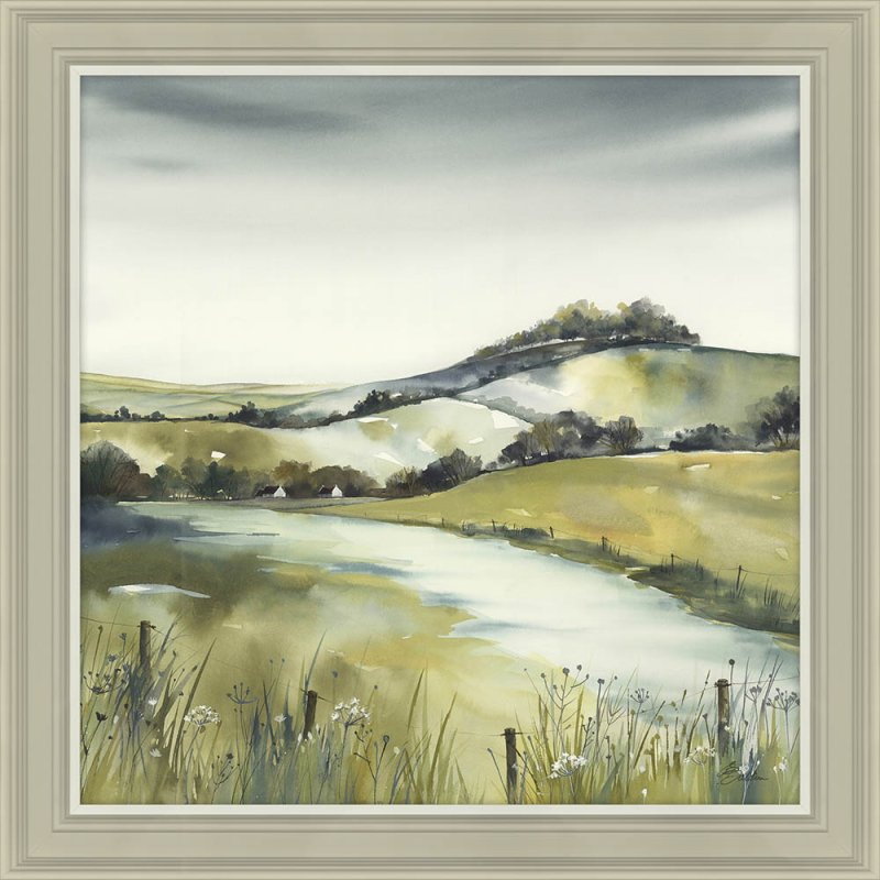 Artko Pistachio Pastures I 68cm x 68cm Picture By Elizabeth Baldin Beige Frame 