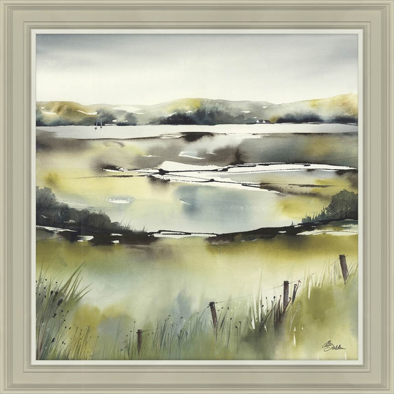 Artko Pistachio Pastures II 68cm x 68cm Picture By Elizabeth Baldin Beige Frame 