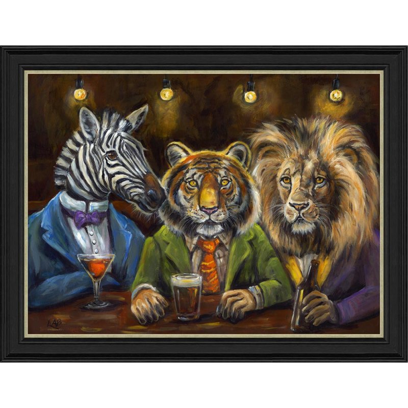 Artko Safari Bar 90cm x 70cm Picture By Louise Brown Black Frame