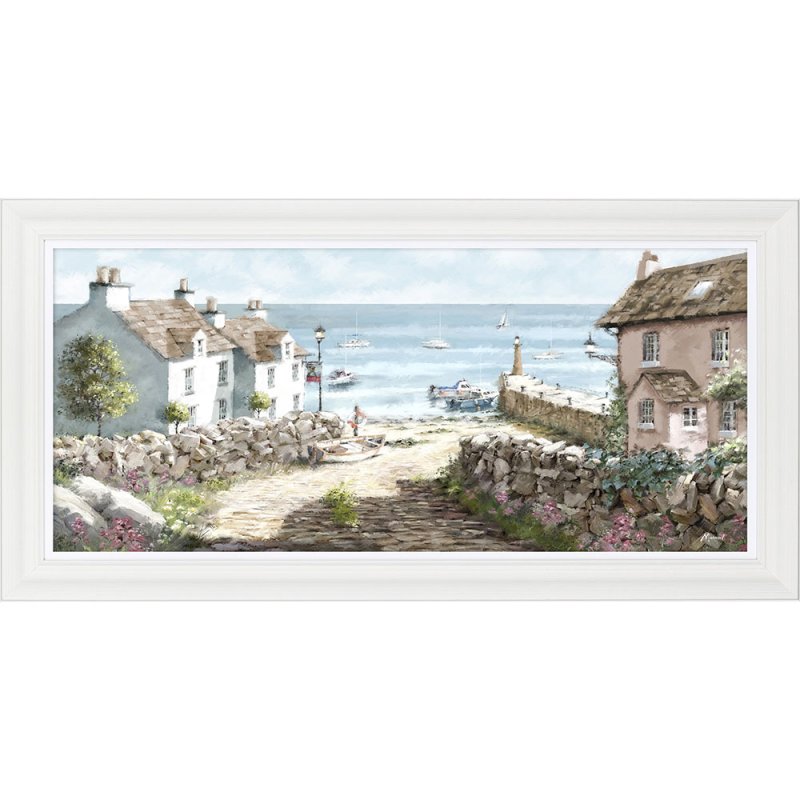Artko Smuggler Harbour 111cm x 56cm Picture By The Macneil Studio White Frame 