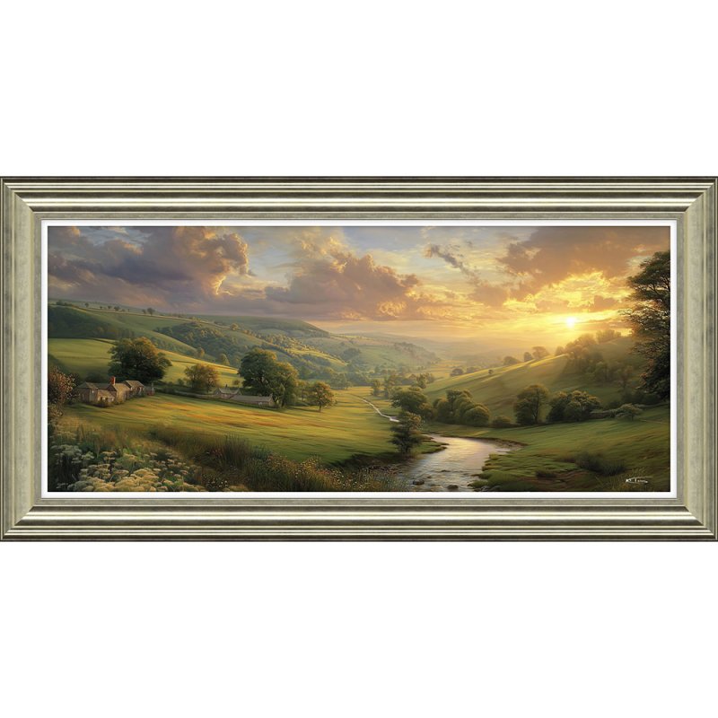Artko Sunrise Valley 116cm x 50cm Picture By Catherine J Stephenson Gold Frame 