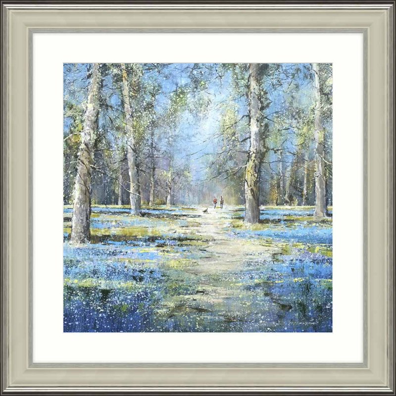 Artko Amongst The Bluebells 82cm x 82cm Picture By Michael Sanders Silver Frame