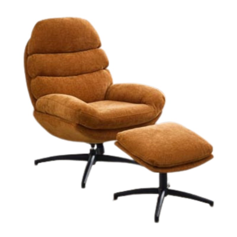Gable Swivel Armchair & Footstool Fabric Gold 1
