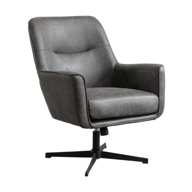 Farrah Swivel Armchair Faux Suede Charcoal 1