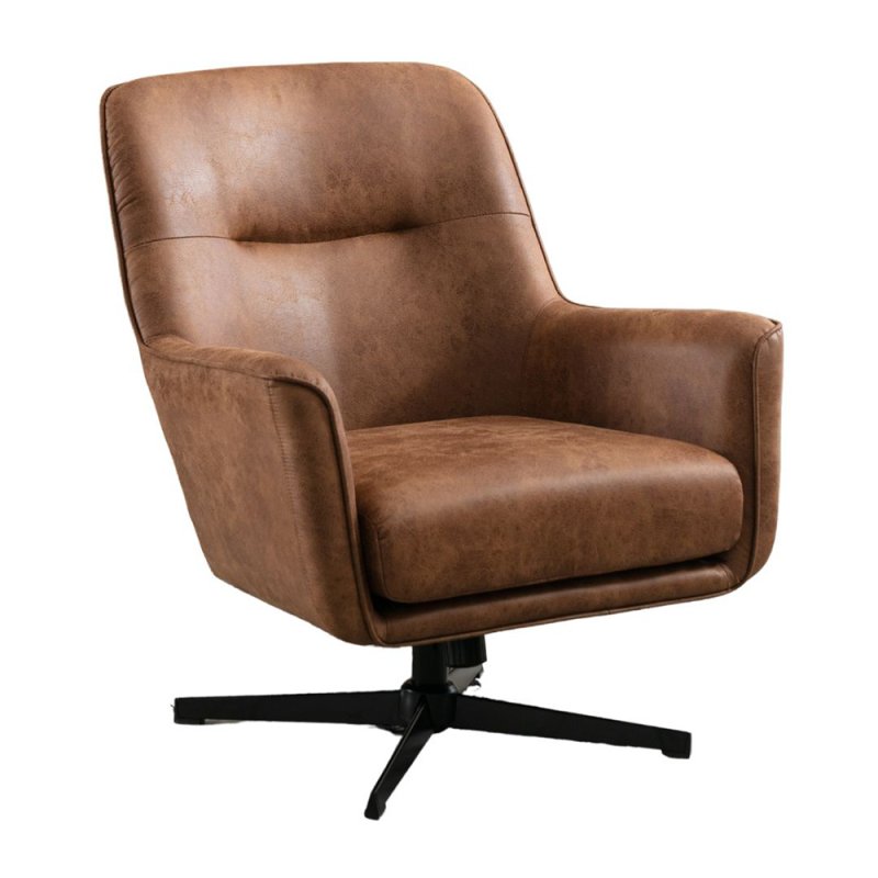 Farrah Swivel Armchair Faux Suede Tan 1