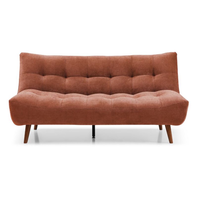Kruger 3 Seater Sofa Bed With Wooden Legs Fabric Terracotta 1
