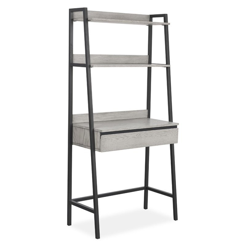 Brooklyn 1 Drawer Desk With Bookcase Natural Grey